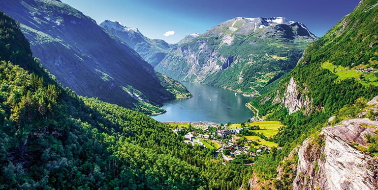 A view down Geirangerfjord, Norway